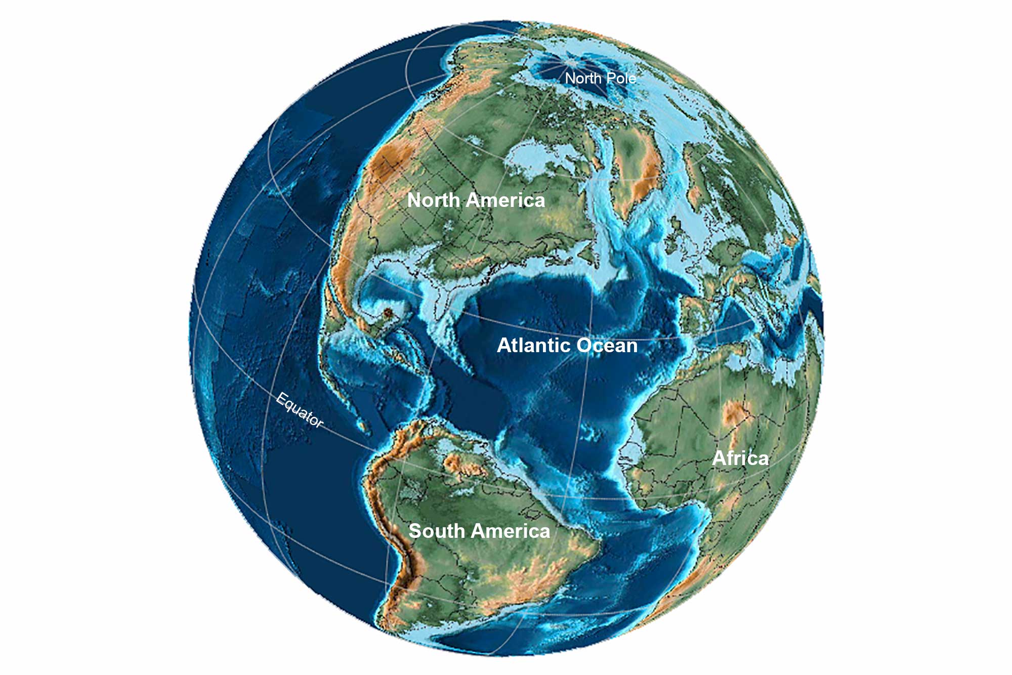 Reconstruction of the Earth at the end of the Cretaceous Period.