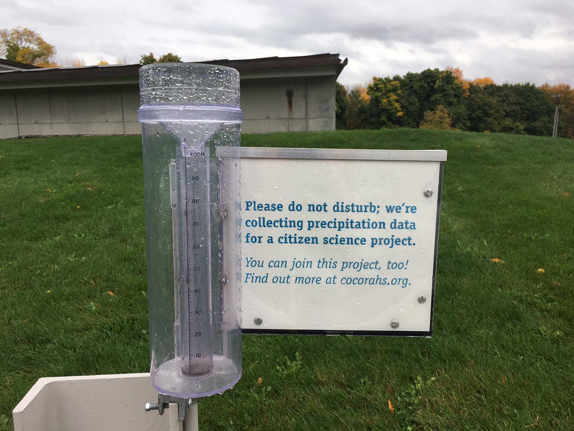 Photograph of a rain gauge.