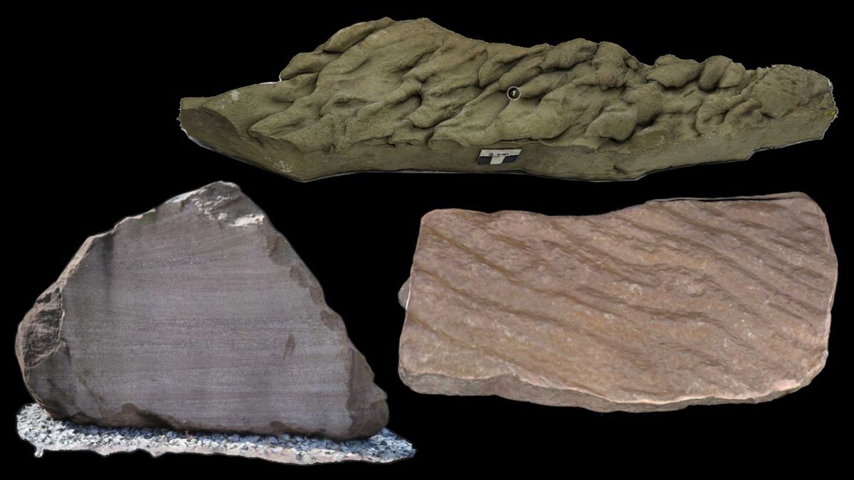 Image shows various types of sedimentary structures.