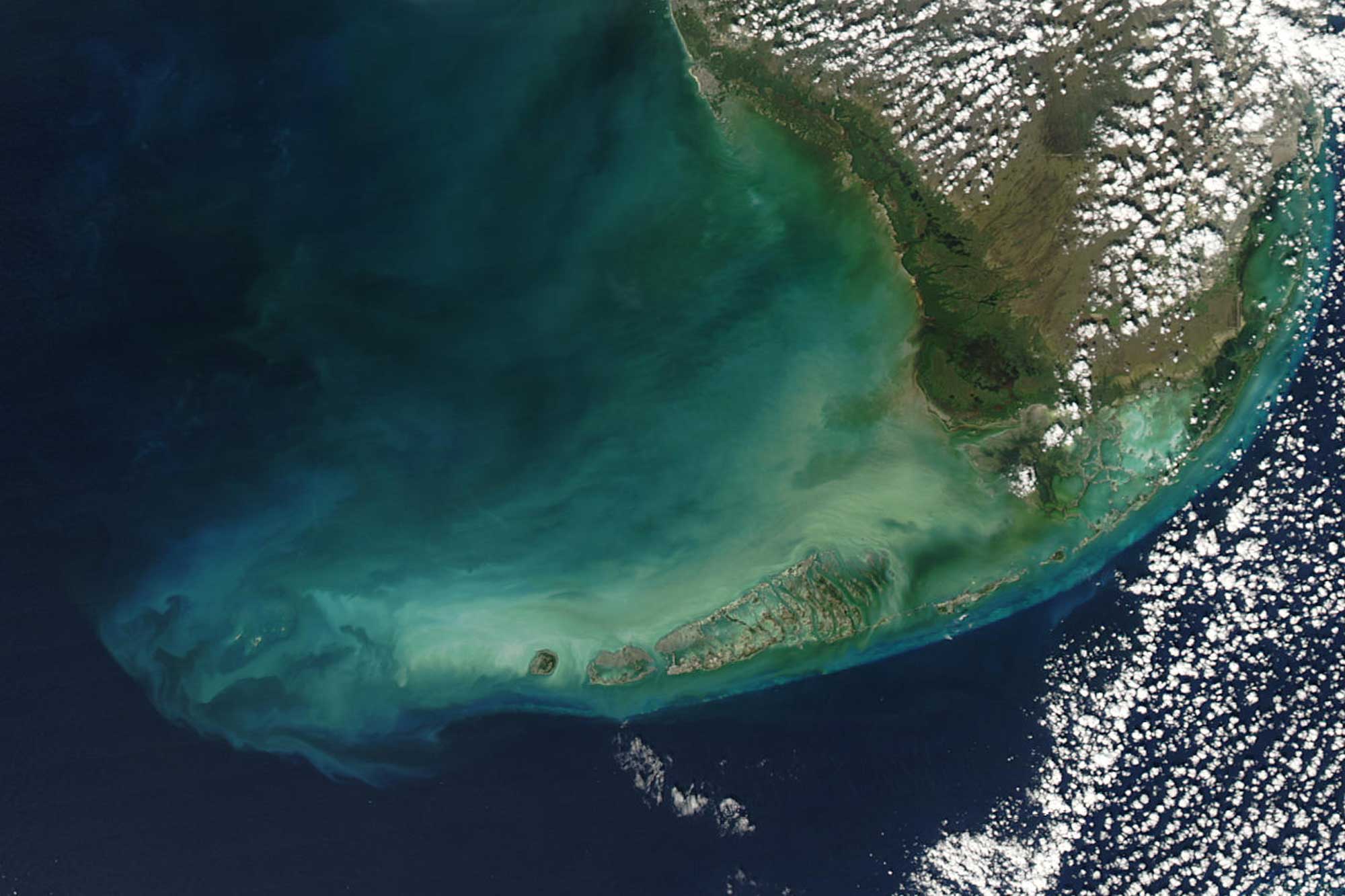 Satellite image of the Florida Keys from space.