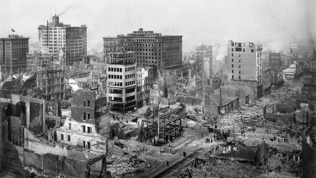 Photograph showing damage resulting from the San Francisco Earthquake of 1906.