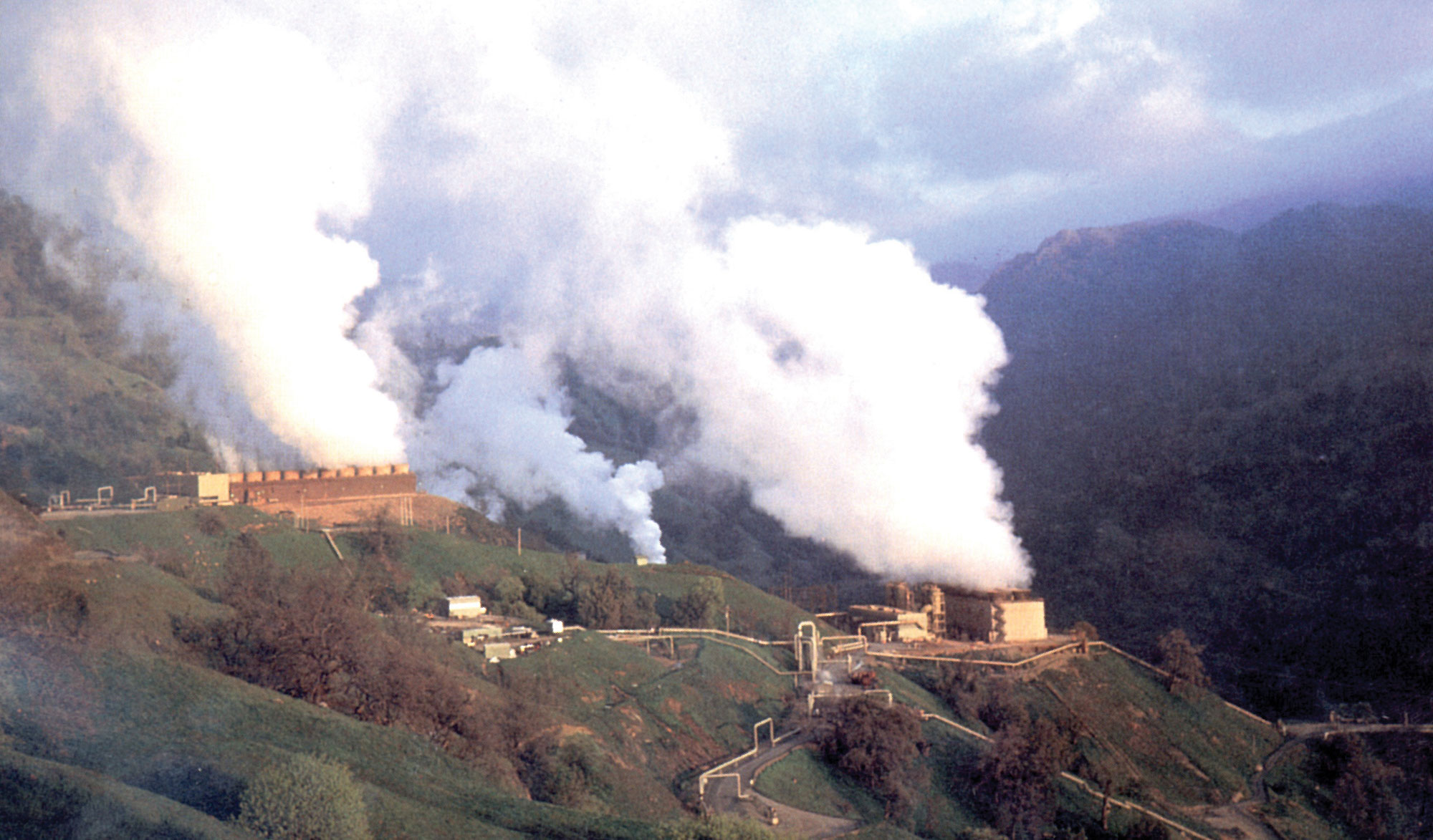 Photograph of a geothermal plant in Santa Rosa, California.