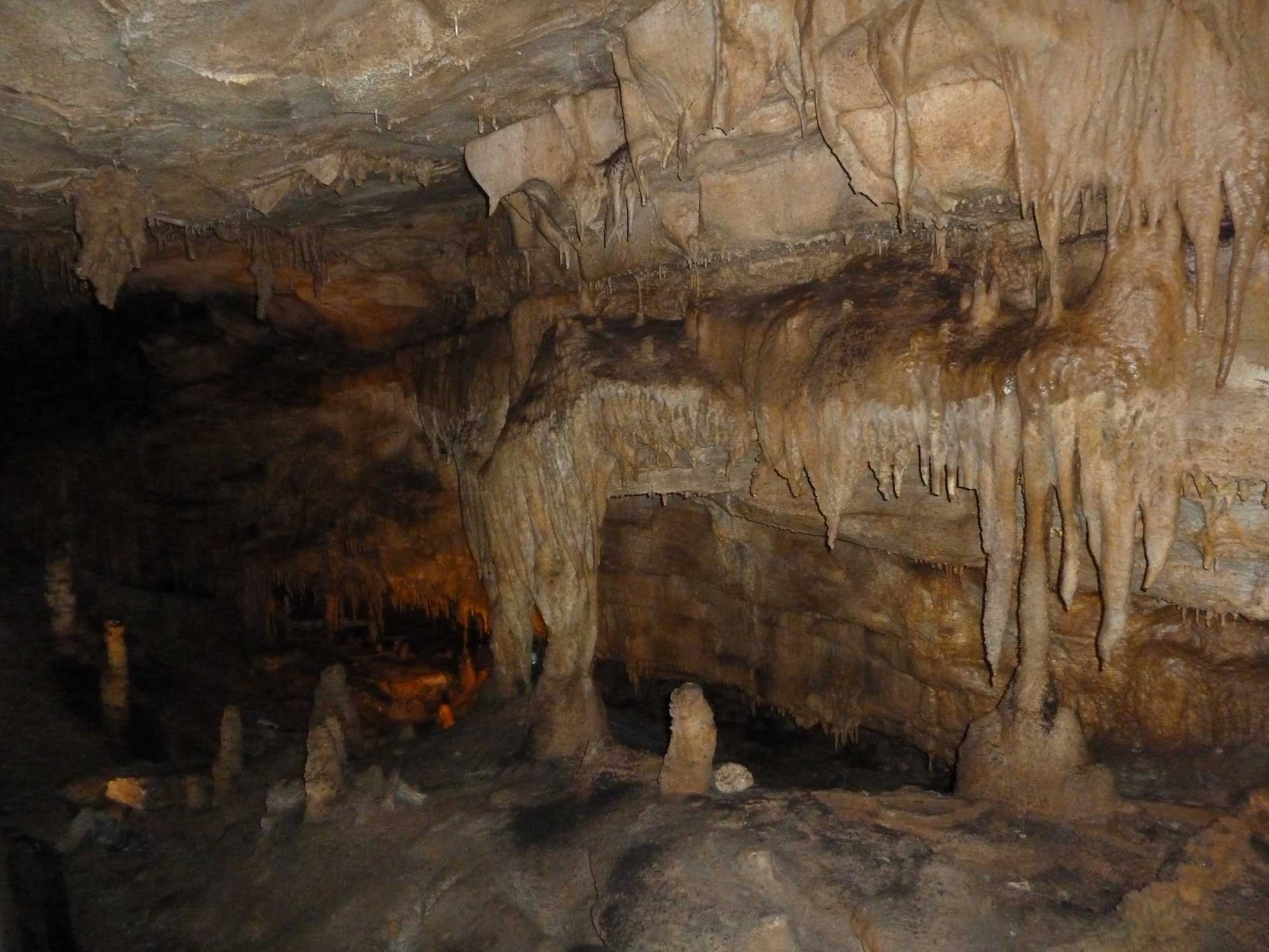 Photograph of cave features inside of Mammoth Cave National Park, Kentucky.