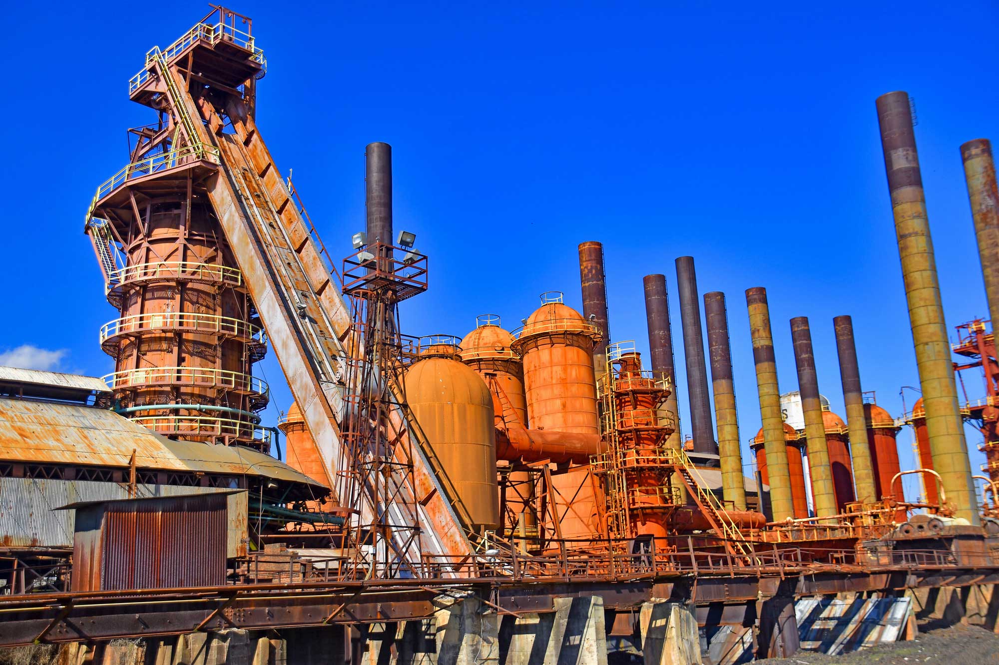 Photograph showing the Sloss Furnaces in Alabama.
