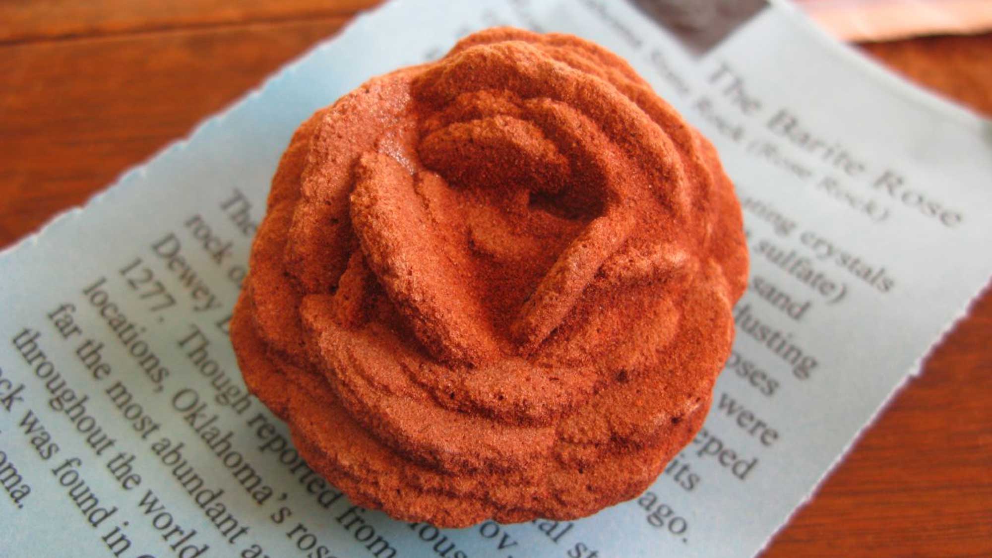 Photograph of a specimen of barite desert rose from Oklahoma.