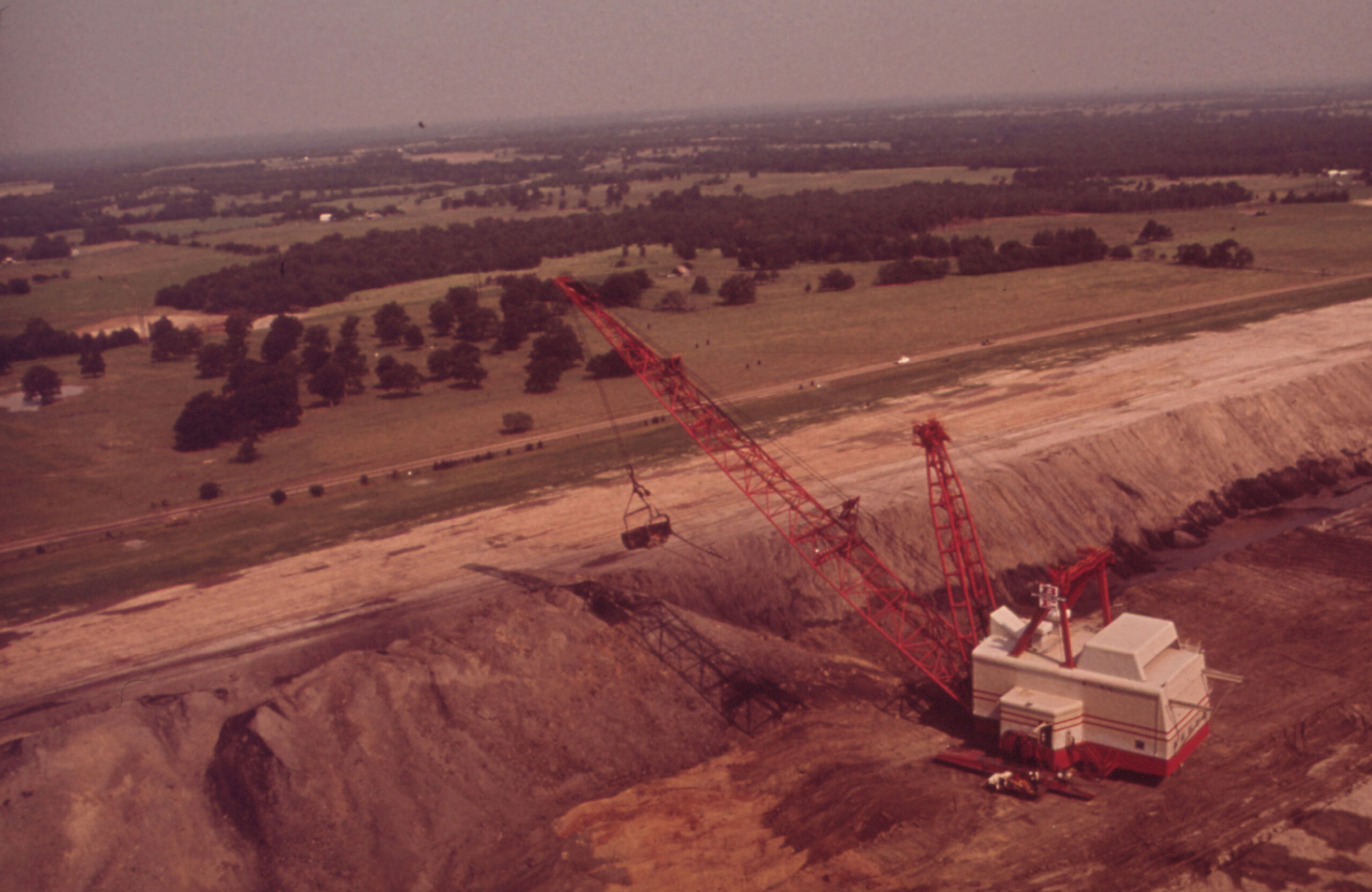 Photo of a large stripping shovel working in a strip mine in 1972.