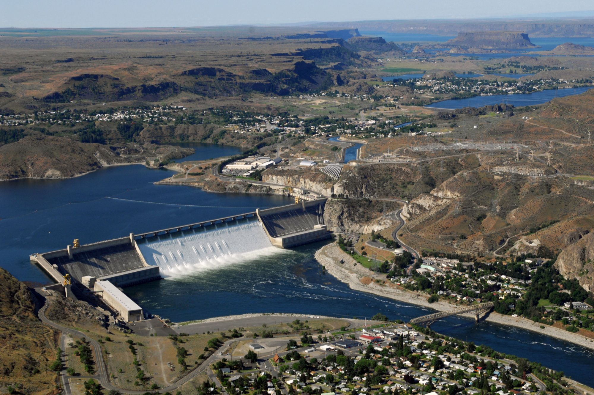 Aerial photo of the Grand Coulee Dam in Washington State.