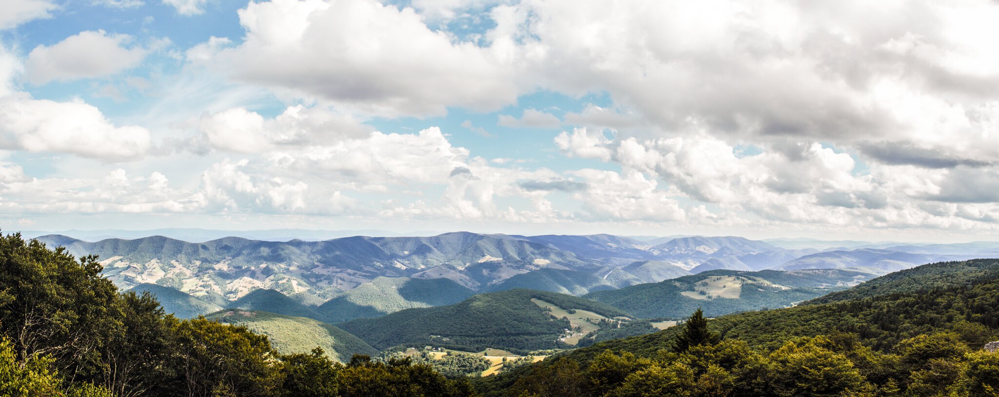 Composite photograph showing an eastward view from the top of Spruce Knob, West Virginia.