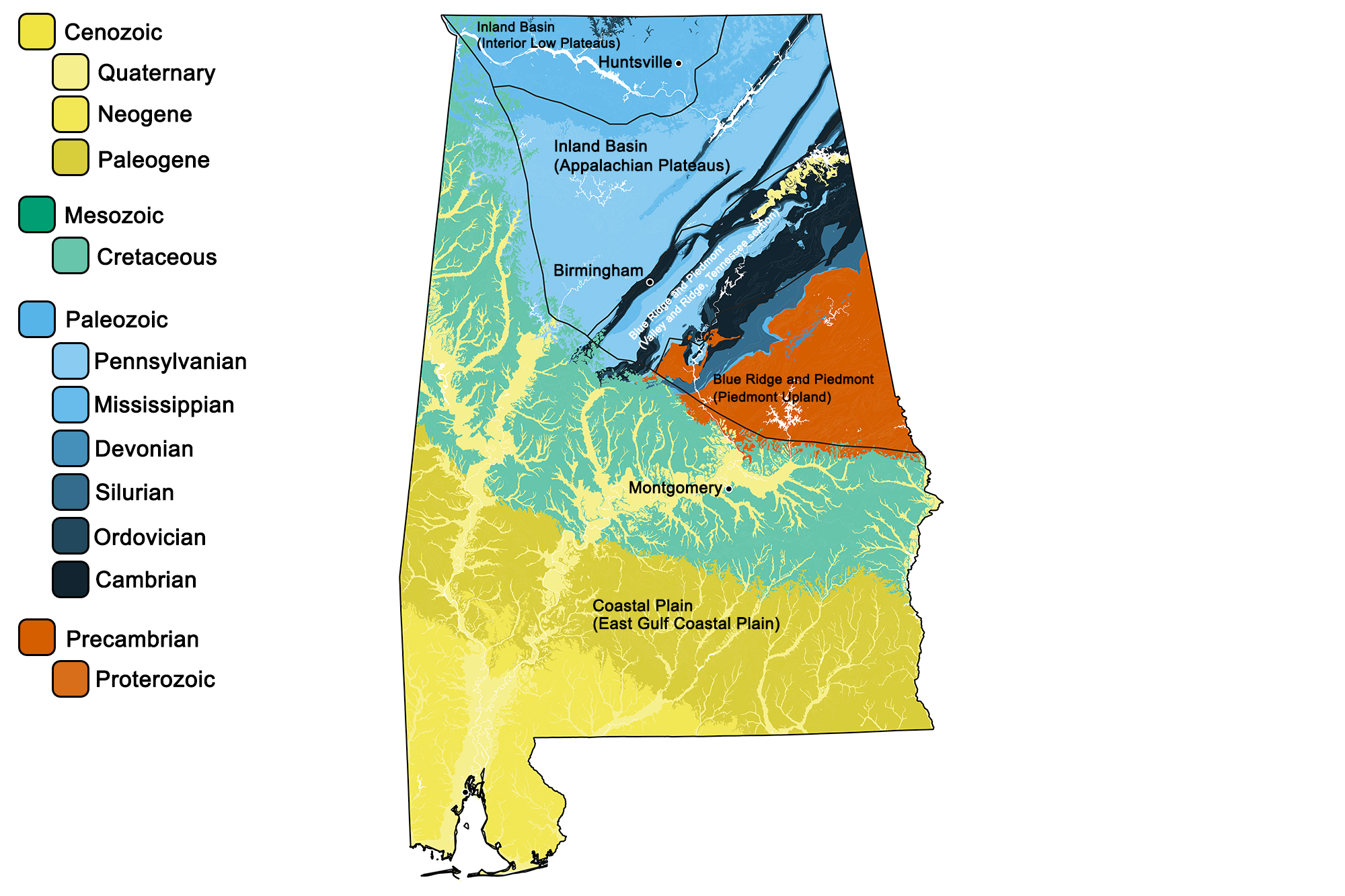 Geologic map of Alabama.