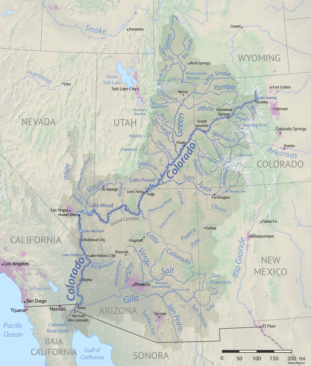 Map of the Colorado River Basin in the southwestern U.S.