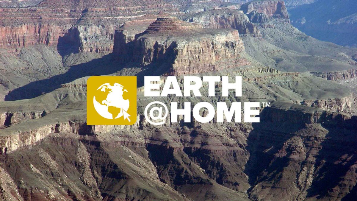 Photograph of the Grand Canyon with the Earth@Home logo superimposed upon it.
