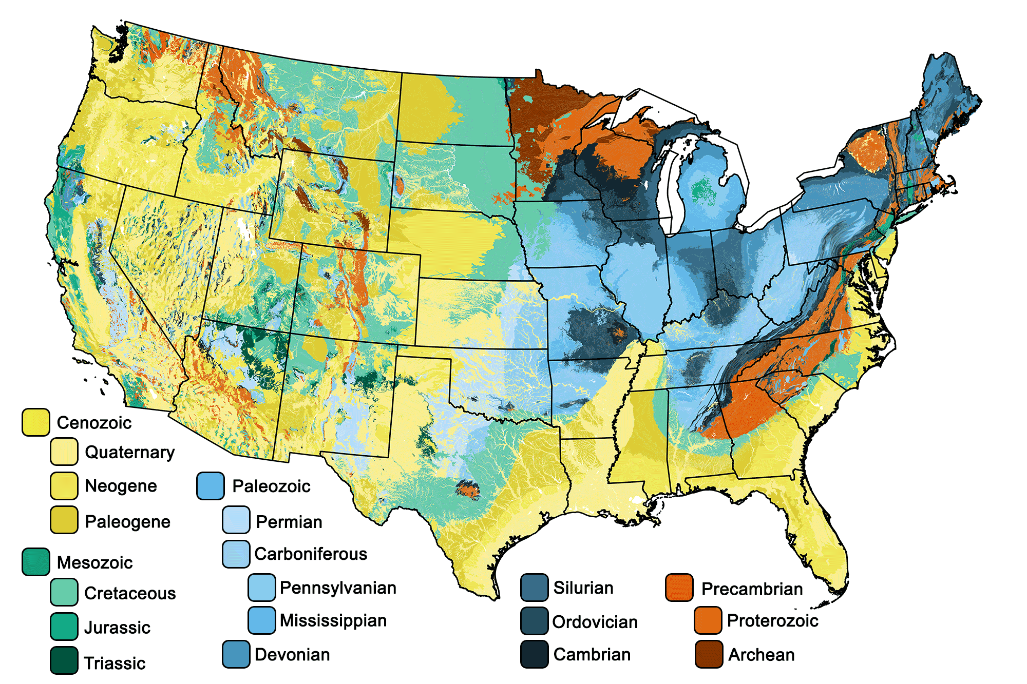 Geologic map of the United States.
