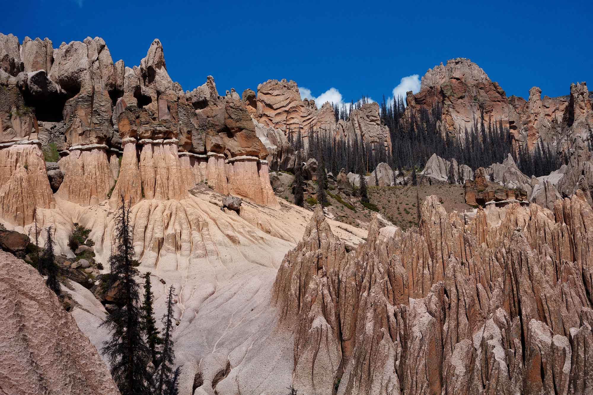 Photograph of eroded ash deposits at the Wheeler Geologic Area in Colorado.