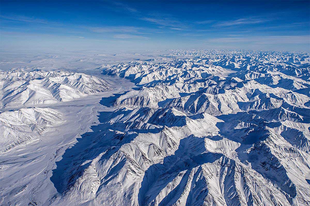 Aerial photograph of the Brooks Range of Alaska.