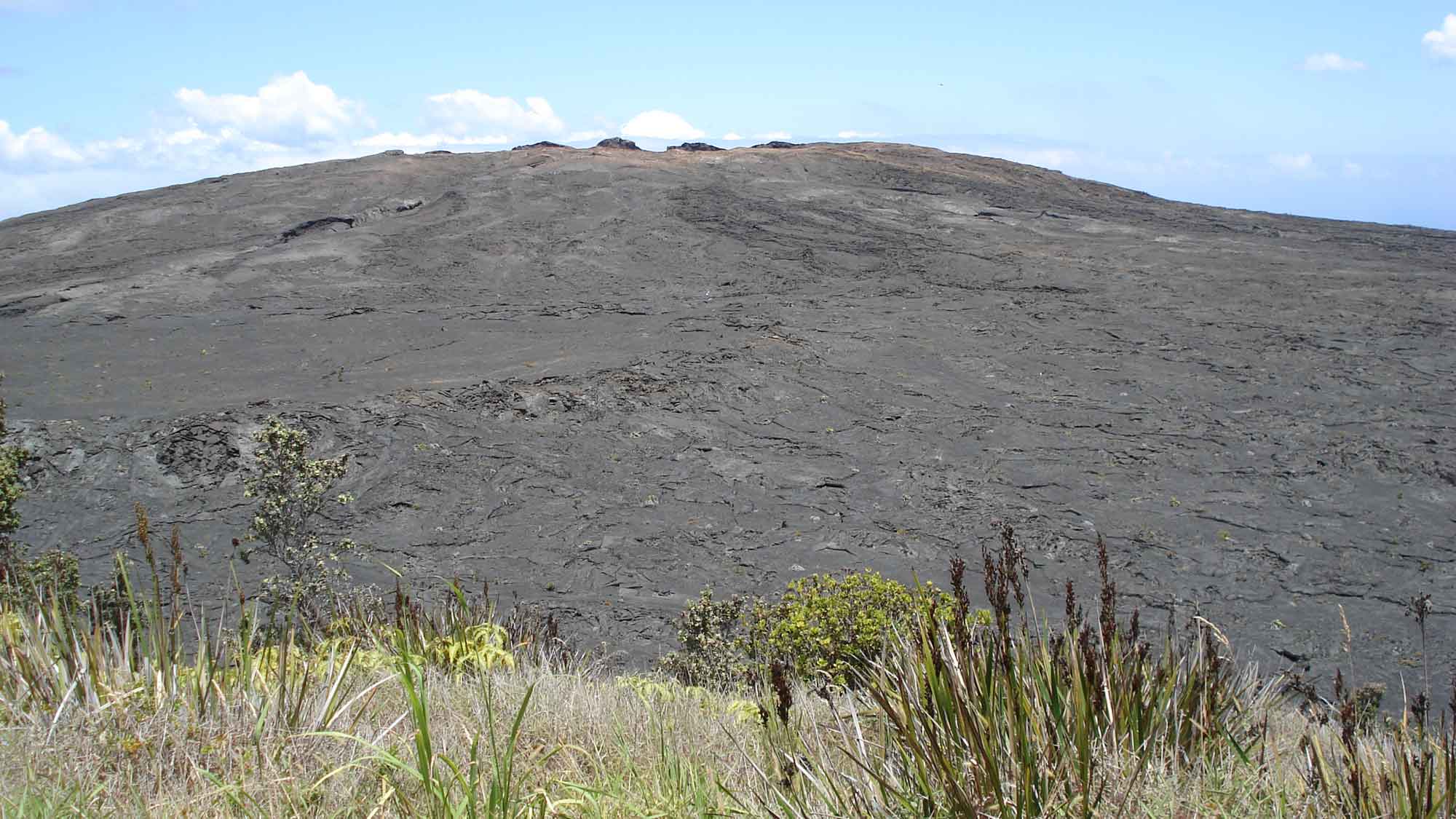 Photograph of a Hawaiian shield volcano.