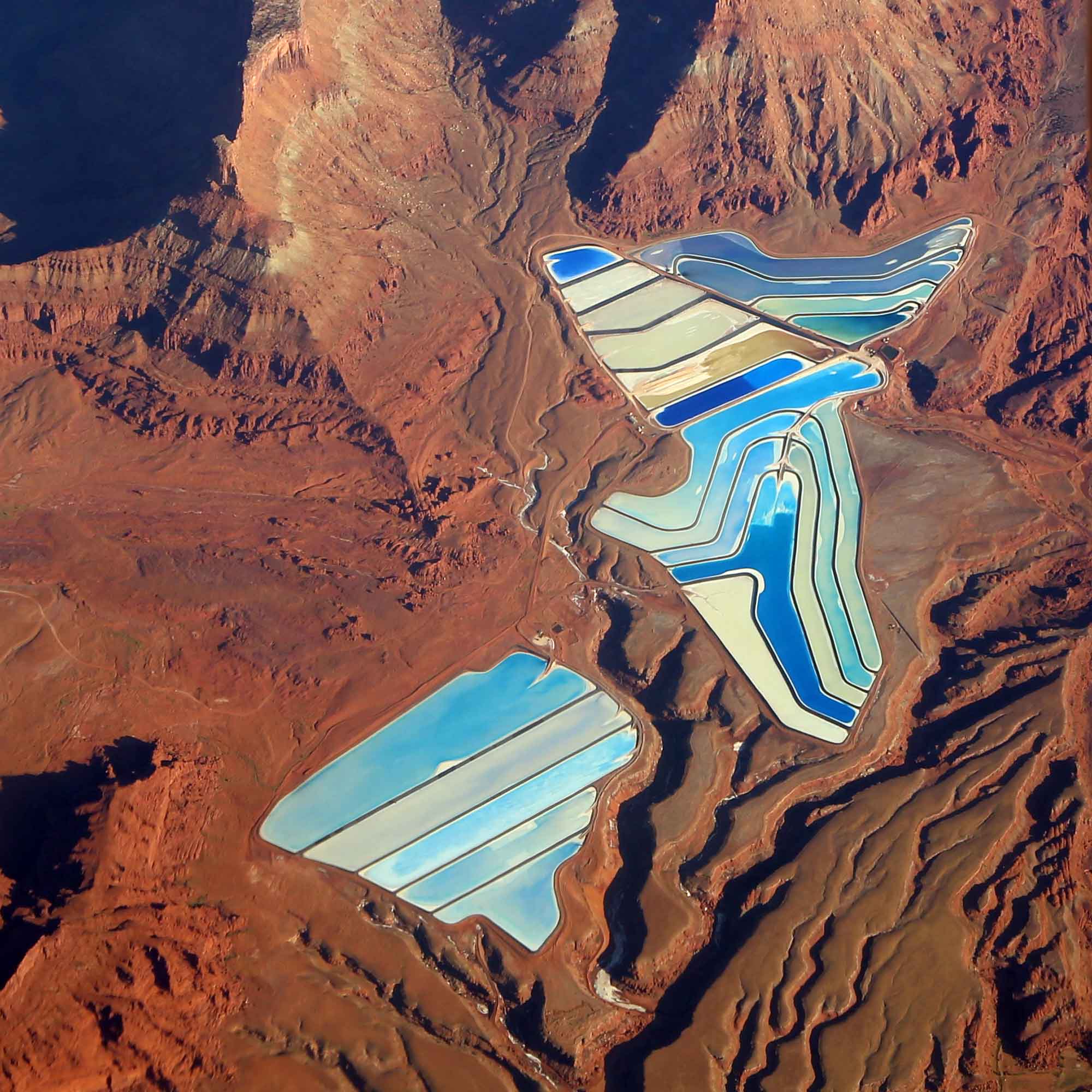 Aerial photograph of the Intrepid Potash Mine near Moab, Utah.
