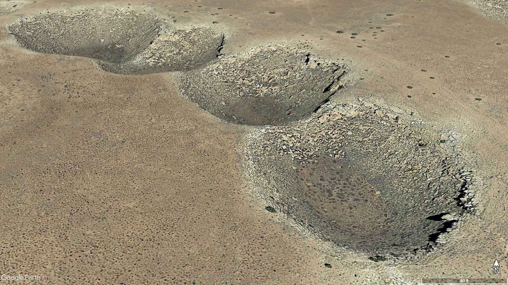 Satellite image of the McCauley Sinks (sinkholes) near Winslow, Arizona.