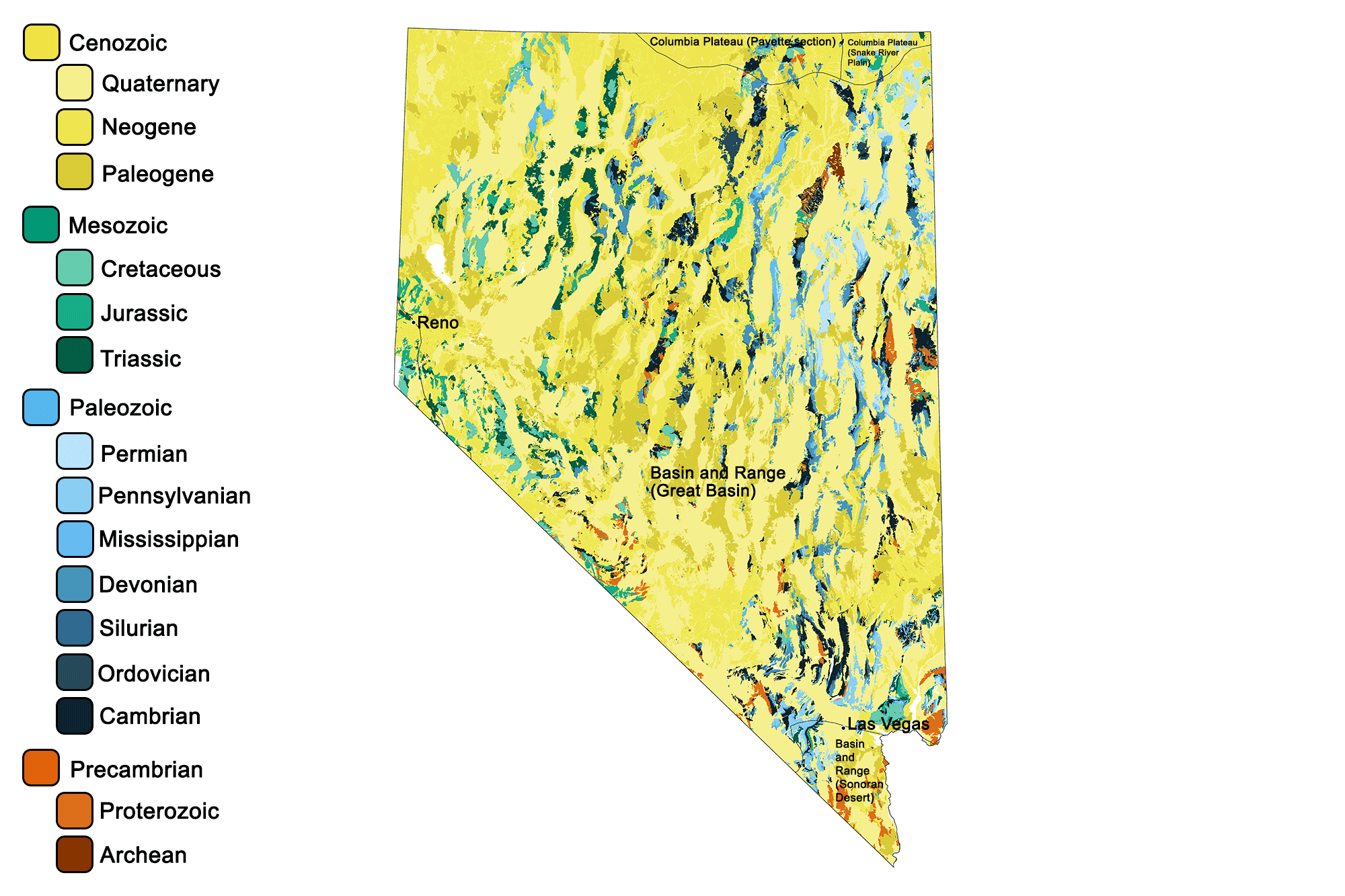 Geologic map of Nevada.