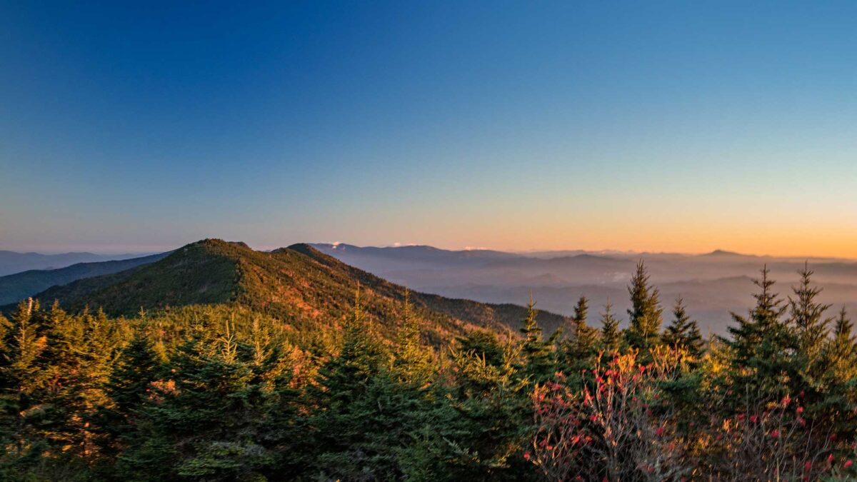 Photograph from the top of Mount Mitchell, North Carolina at sunrise.