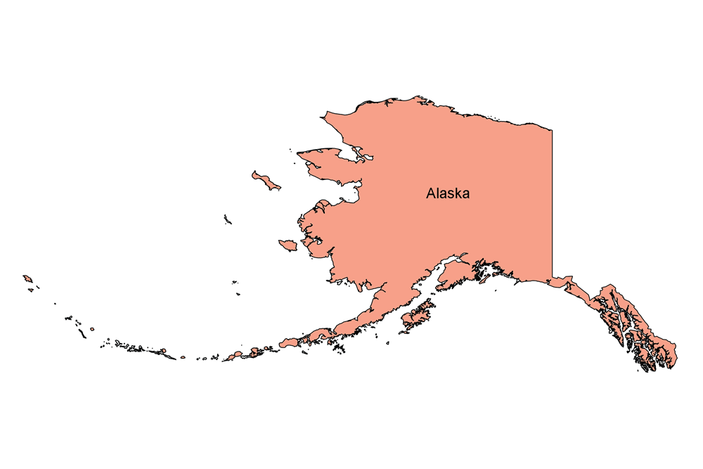 Simple map of Alaska.