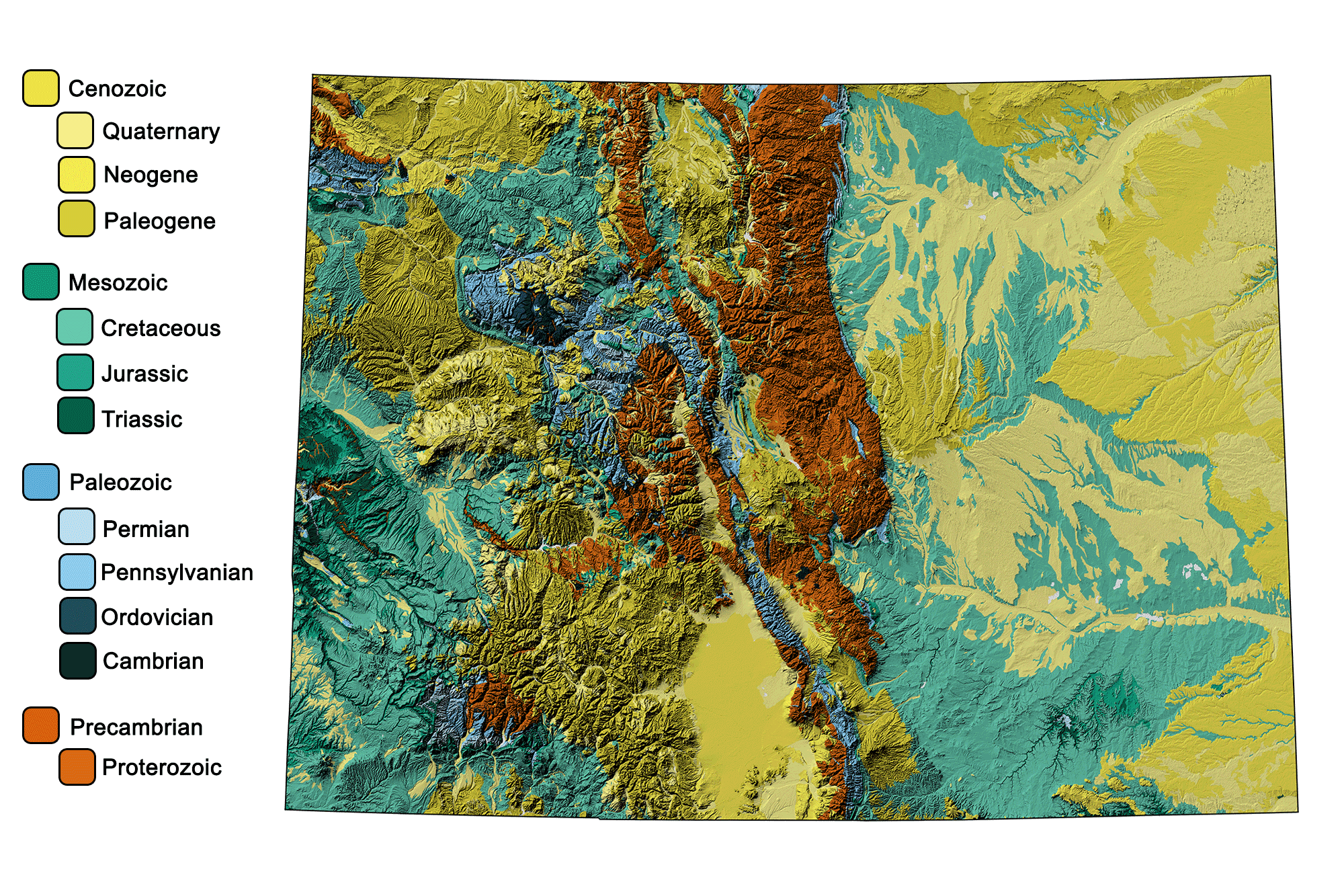 Geologic and topographic map of Colorado.