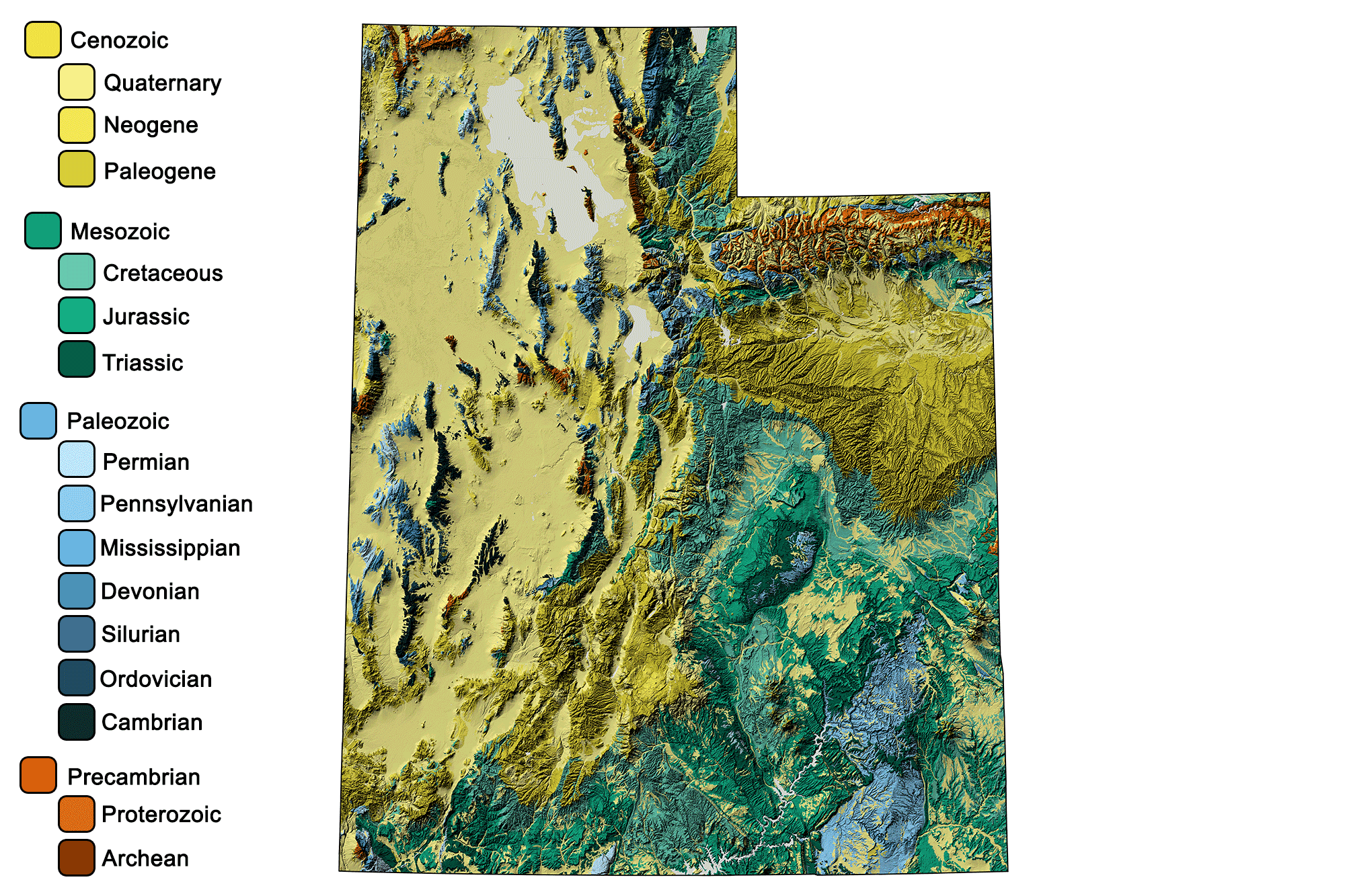 Geologic and topographic map of Utah.