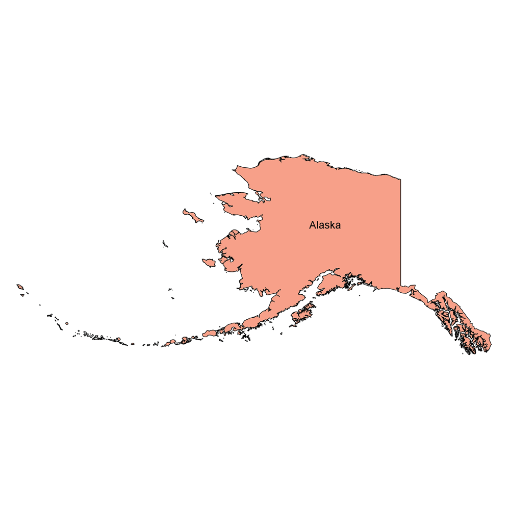 Simple map of Alaska.