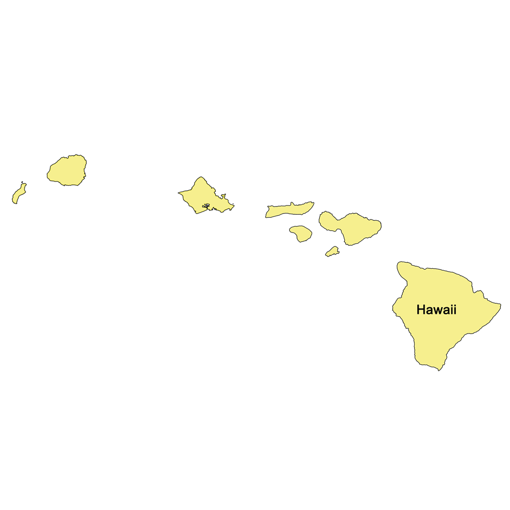 Simple map of Hawaii.