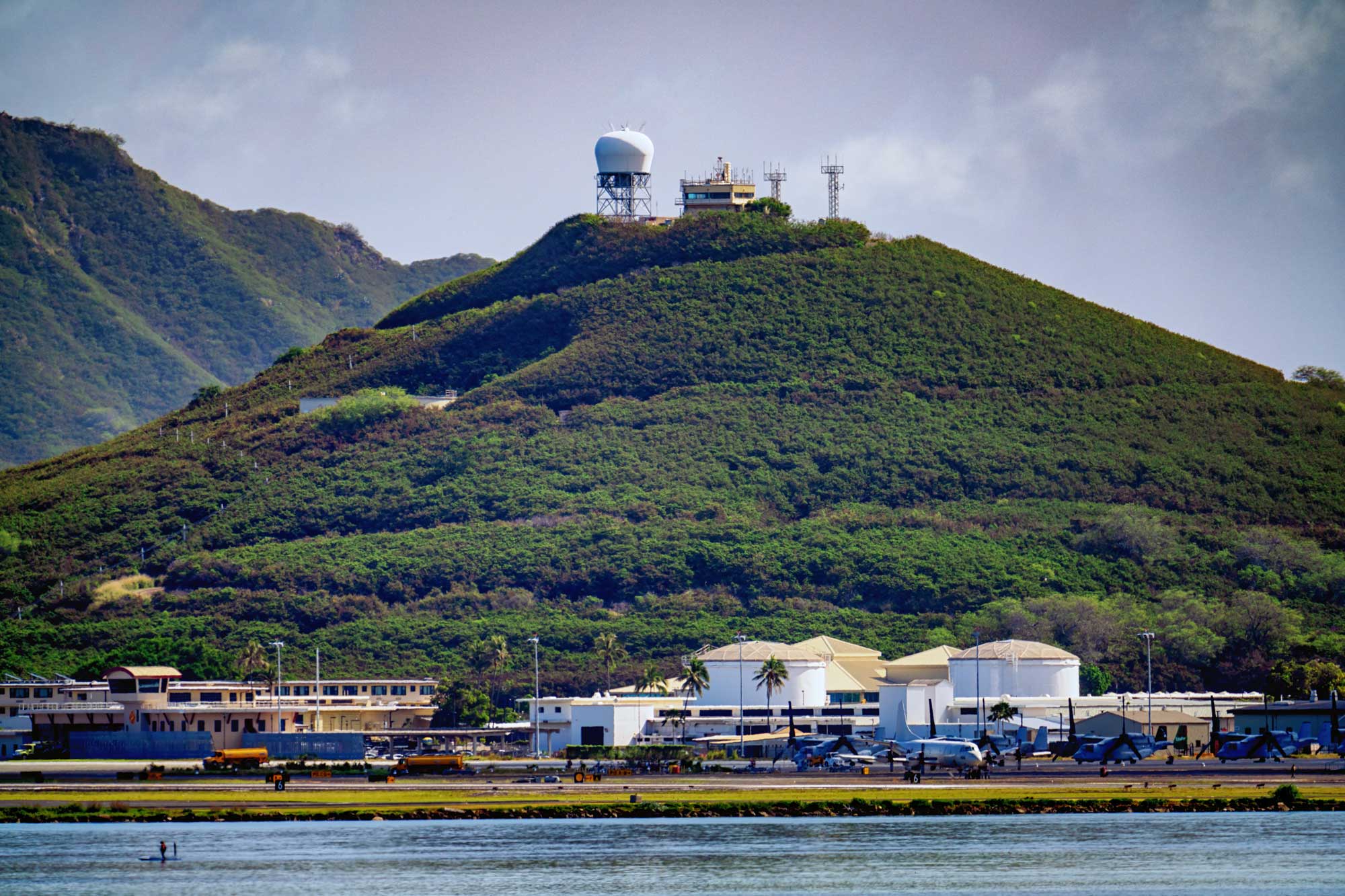 Photograph of structures at the Marine Corps Air Station Kaneohe Bay, Marine Corps Base Hawaii, O'ahu.