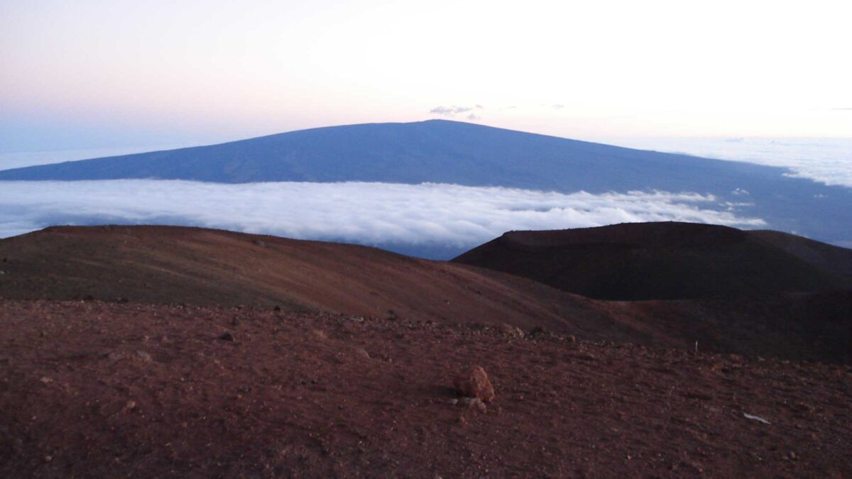 Photograph of Mauna Loa as viewed from Mauna Kea, Hawaii.