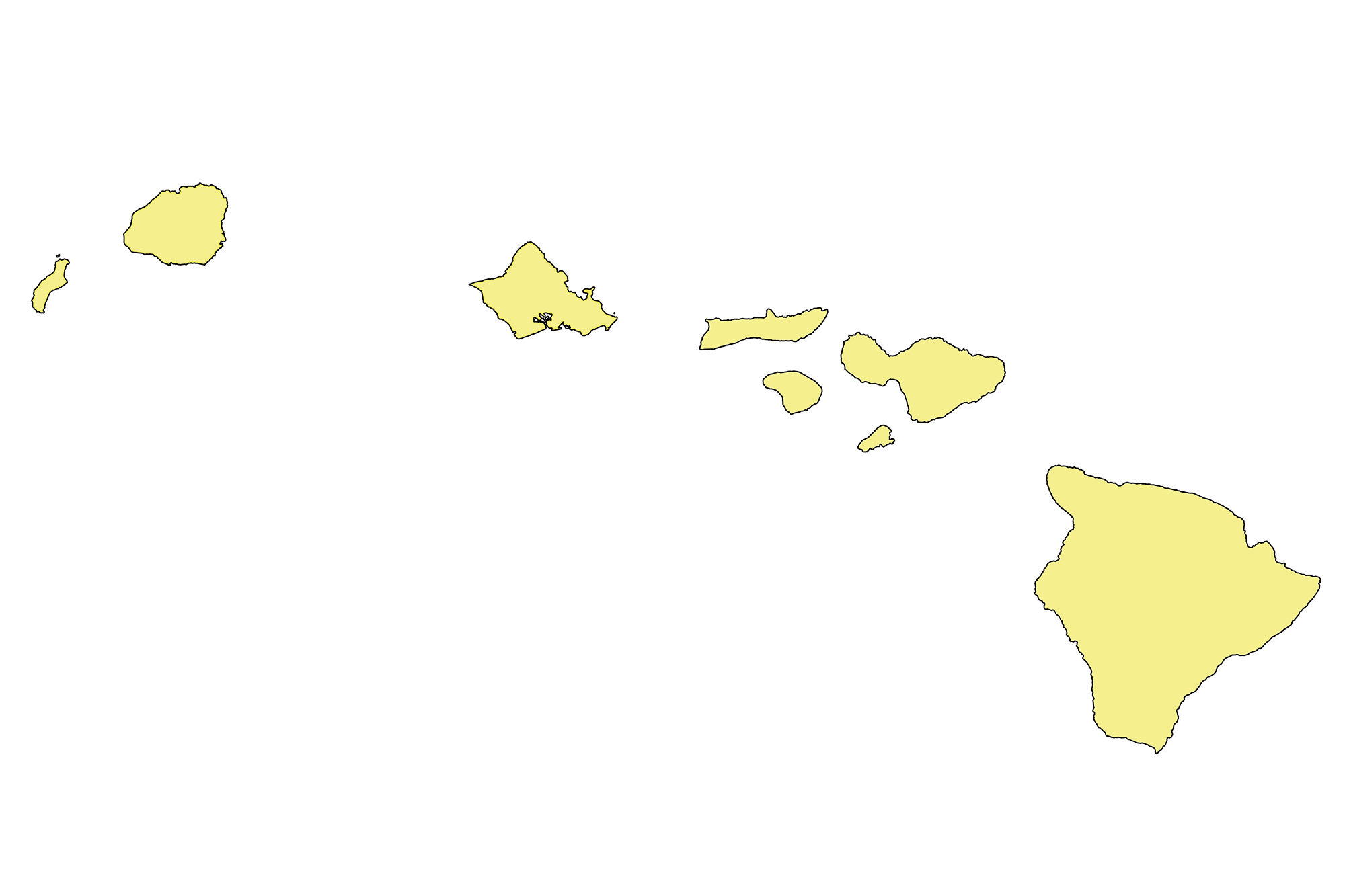 Simple map of the Hawaiian Islands.