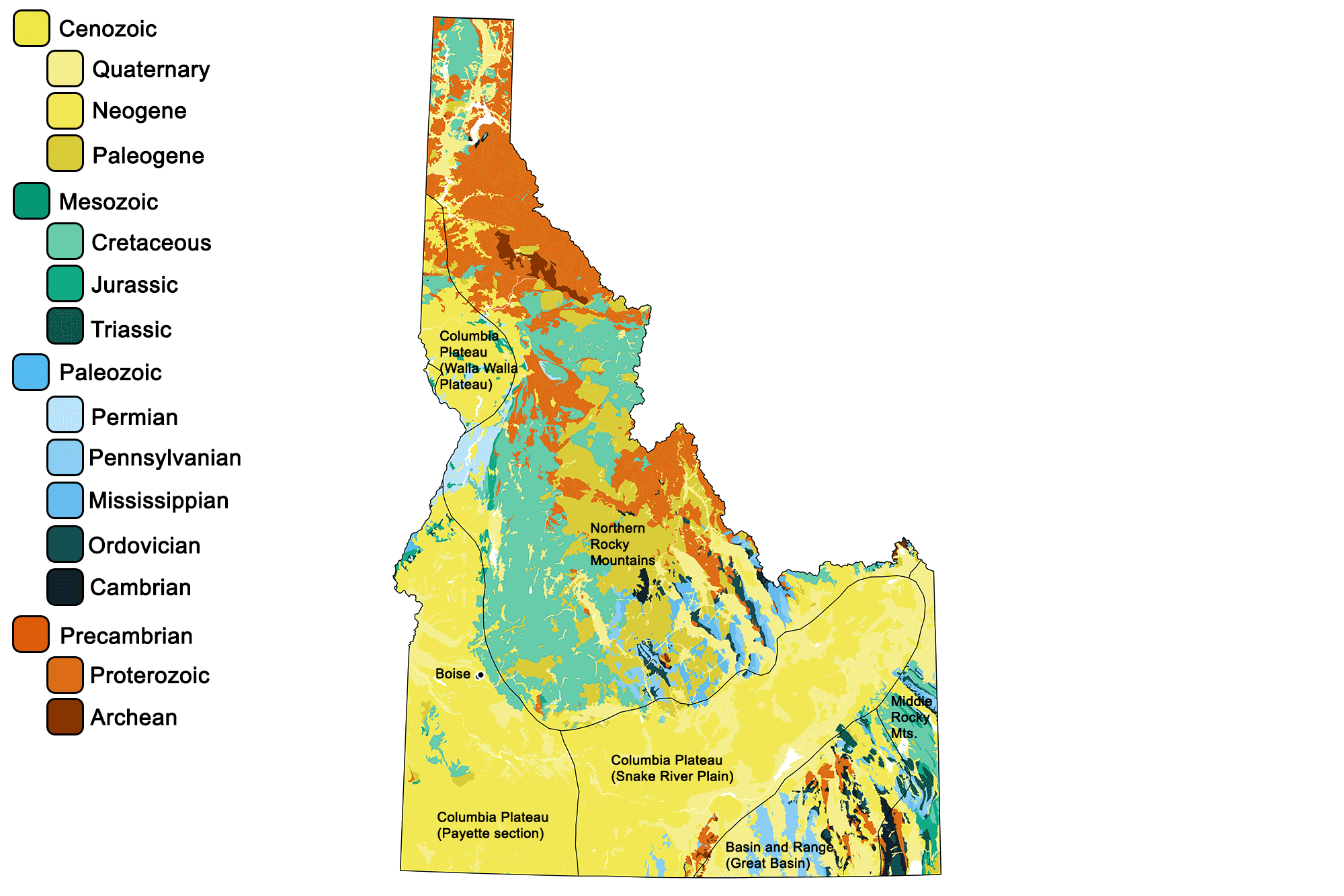 Geologic map of Idaho.