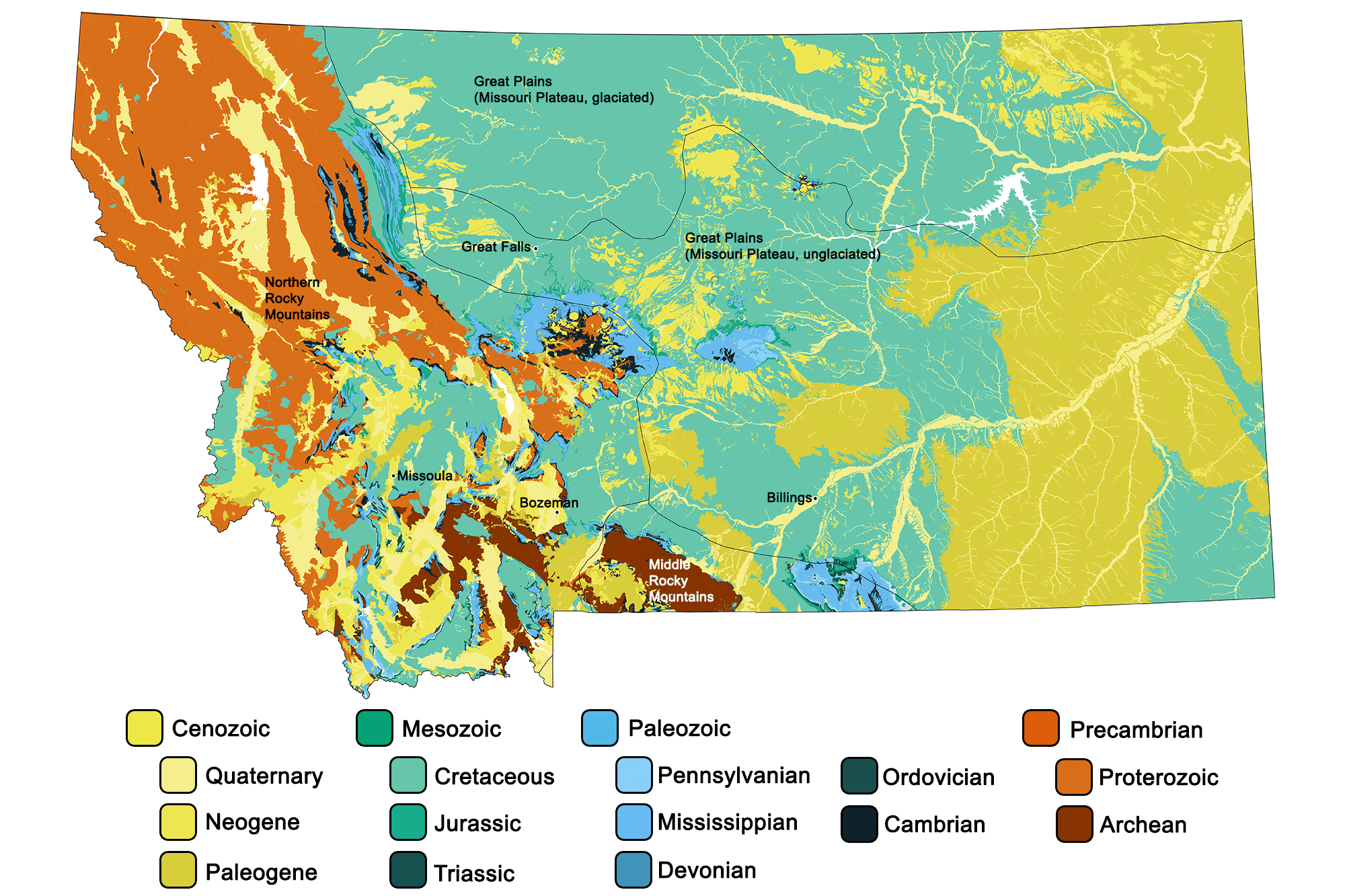 Geologic map of Montana.
