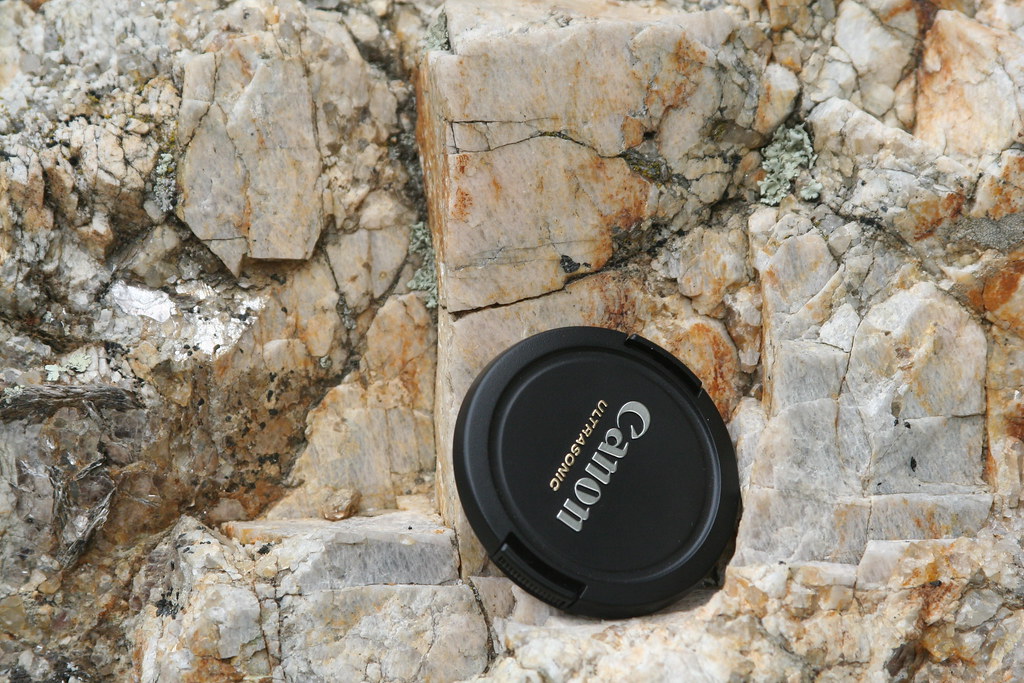 Photograph of a large crystal of microcline in a pegmatite at Mount Rushmore.