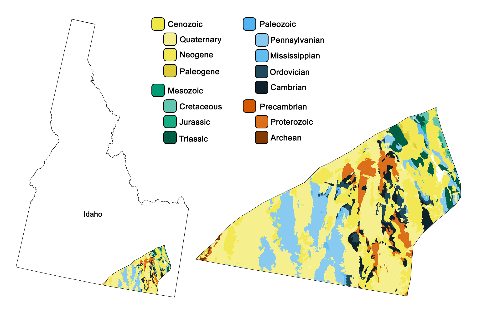 Geologic map of the Basin and Range region of the northwest-central United States.