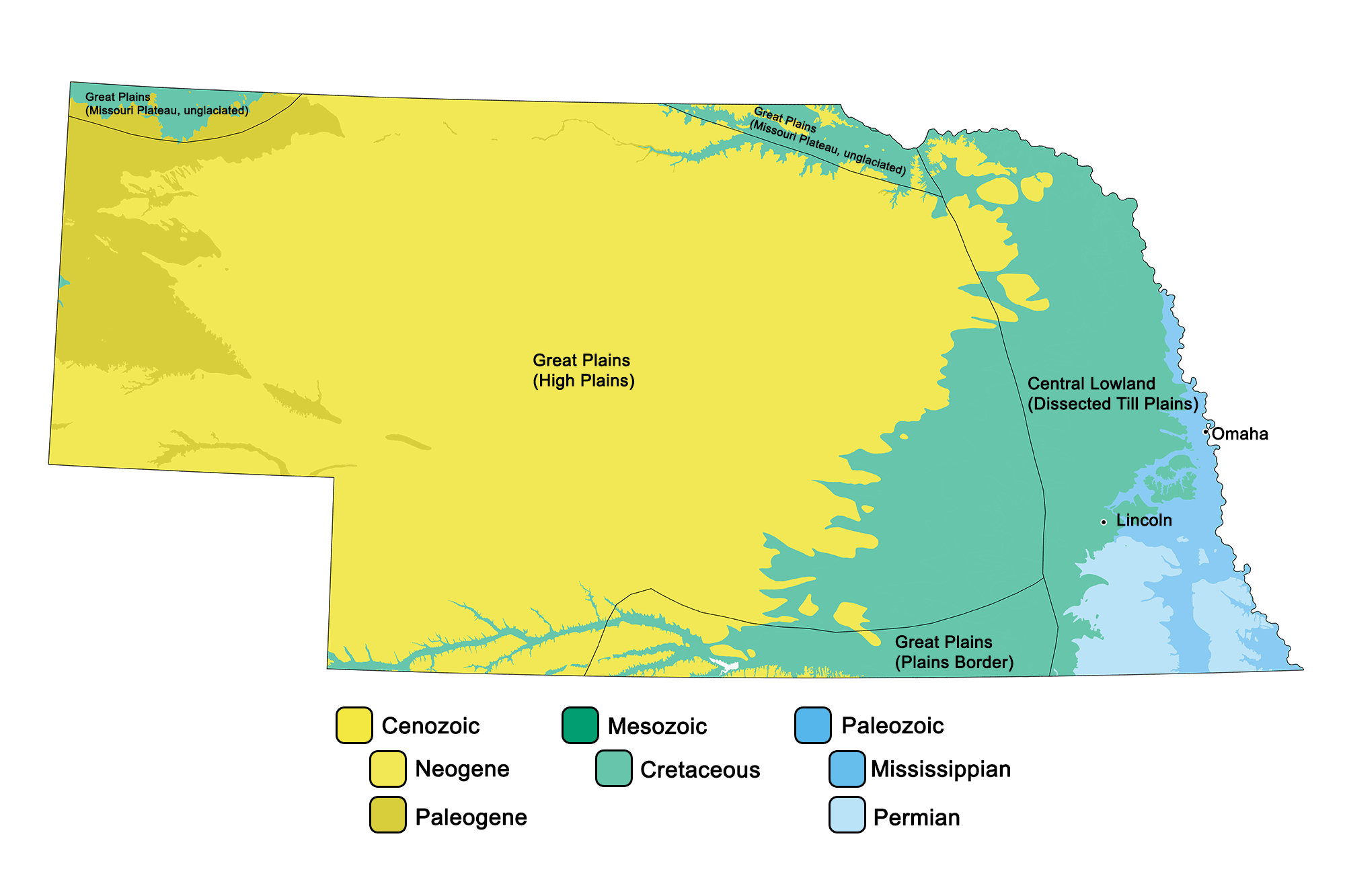 Geologic map of Nebraska.