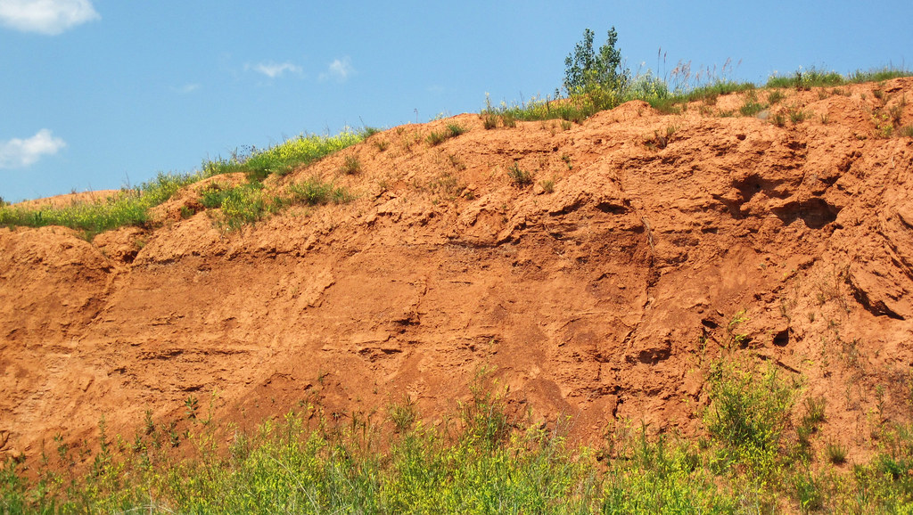 Photograph of the red beds of the Spearfish Formation in Wyoming.