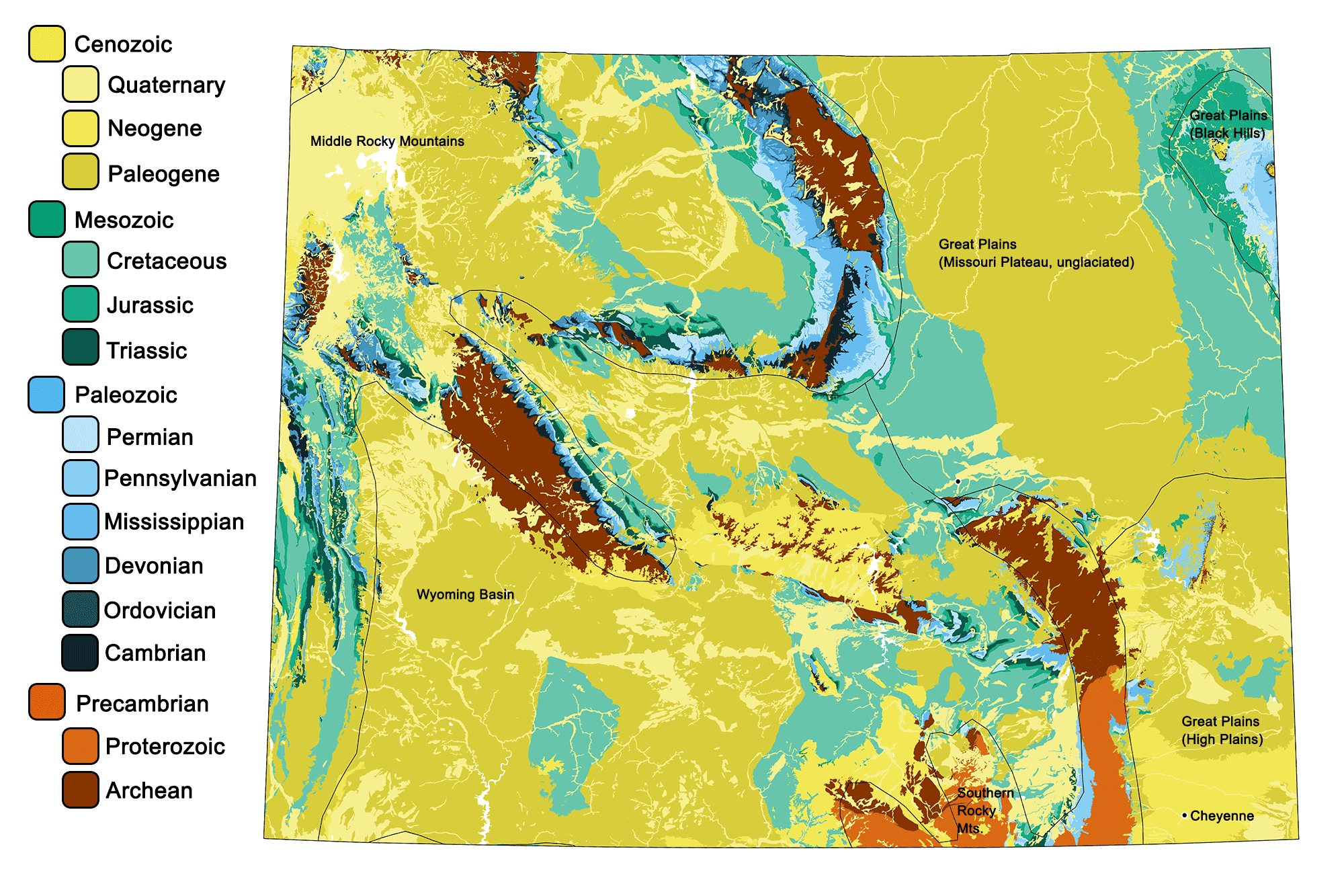 Geologic map of Wyoming.