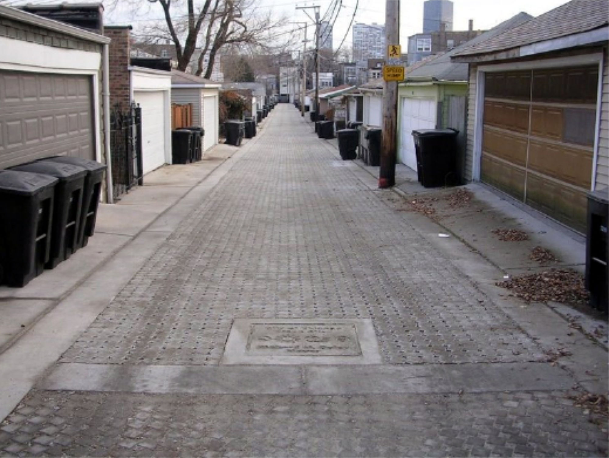 Photo of permeable pavement in an alley