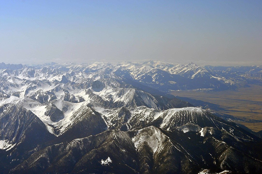Aerial photograph of the Absaroka Range near Livingston, Montana.