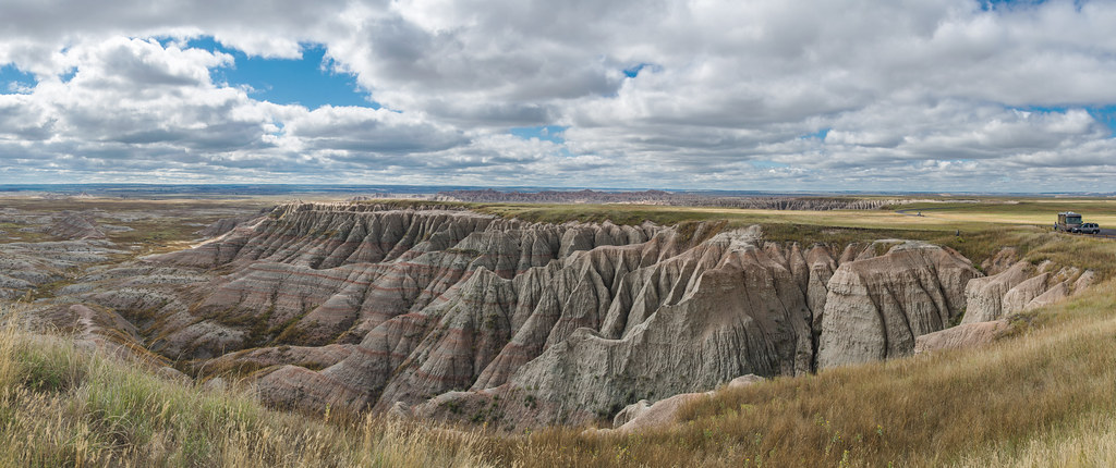 Photograph of rock formations at Badlands National Park in South Dakota.