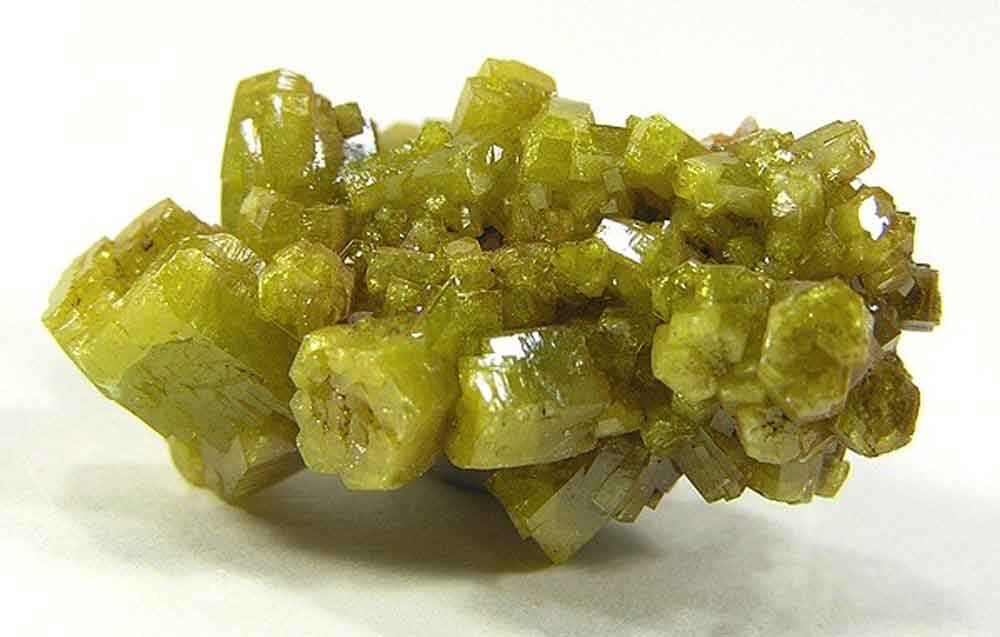 Photograph of a sample of pyromorphite from Idaho.