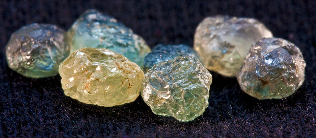 Photograph of uncut sapphires from Montana.