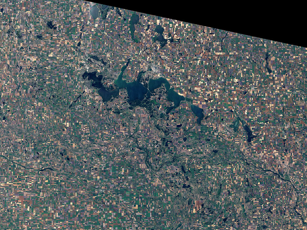 Satellite image of Devils Lake, North Dakota in 1984.