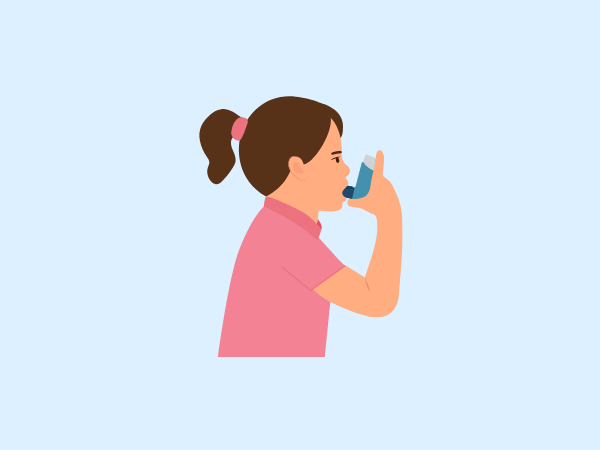 Picture of a child using an asthma inhaler