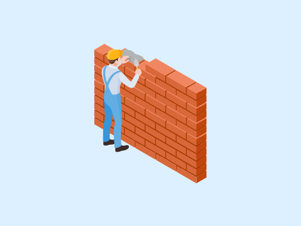 picture of a man building a brick wall