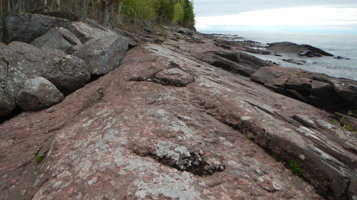 Photograph of an exposure of the Copper Harbor Conglomerate in the Upper Peninsula of Michigan.
