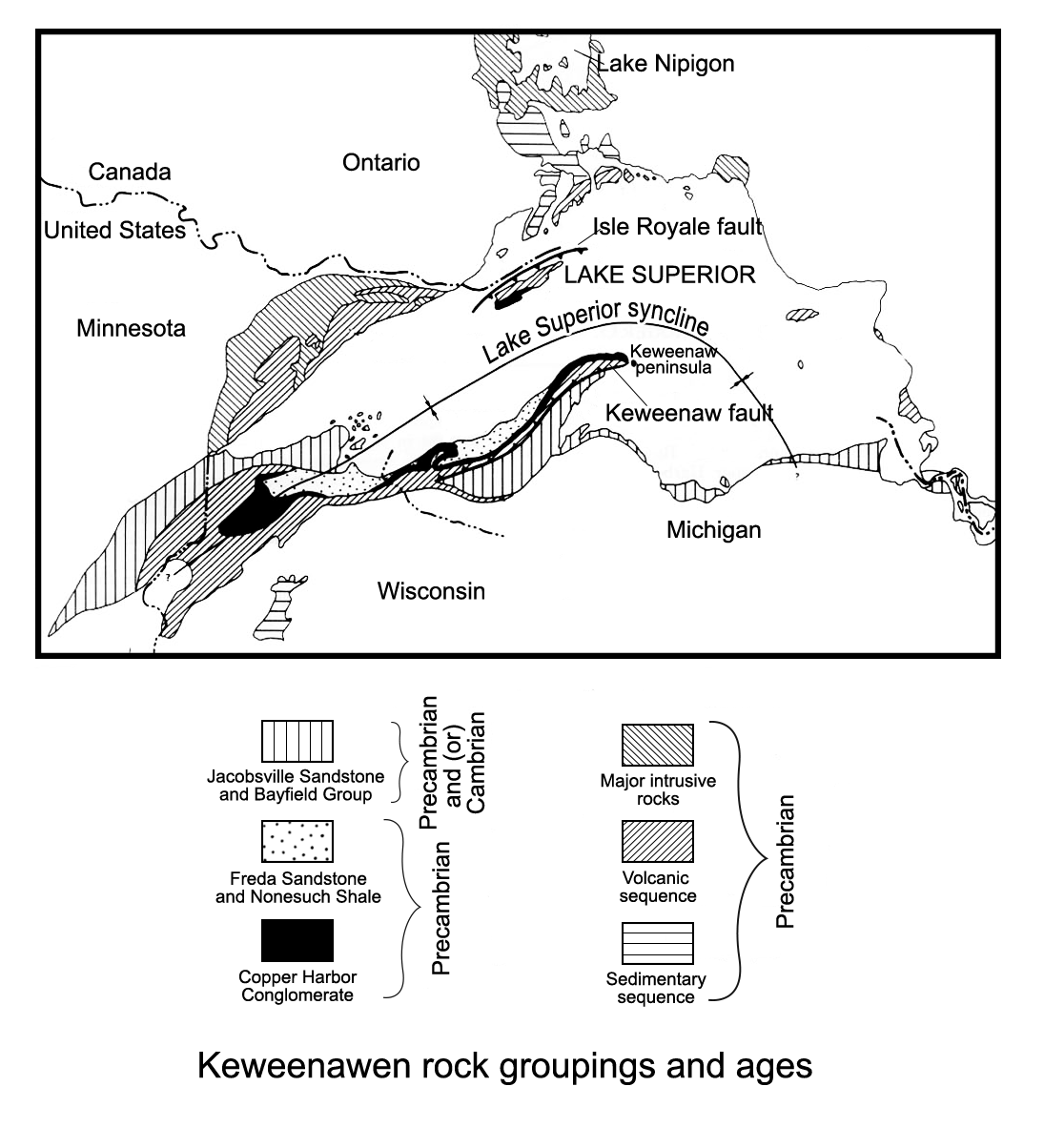 Map showing the geology of the Lake Superior region.