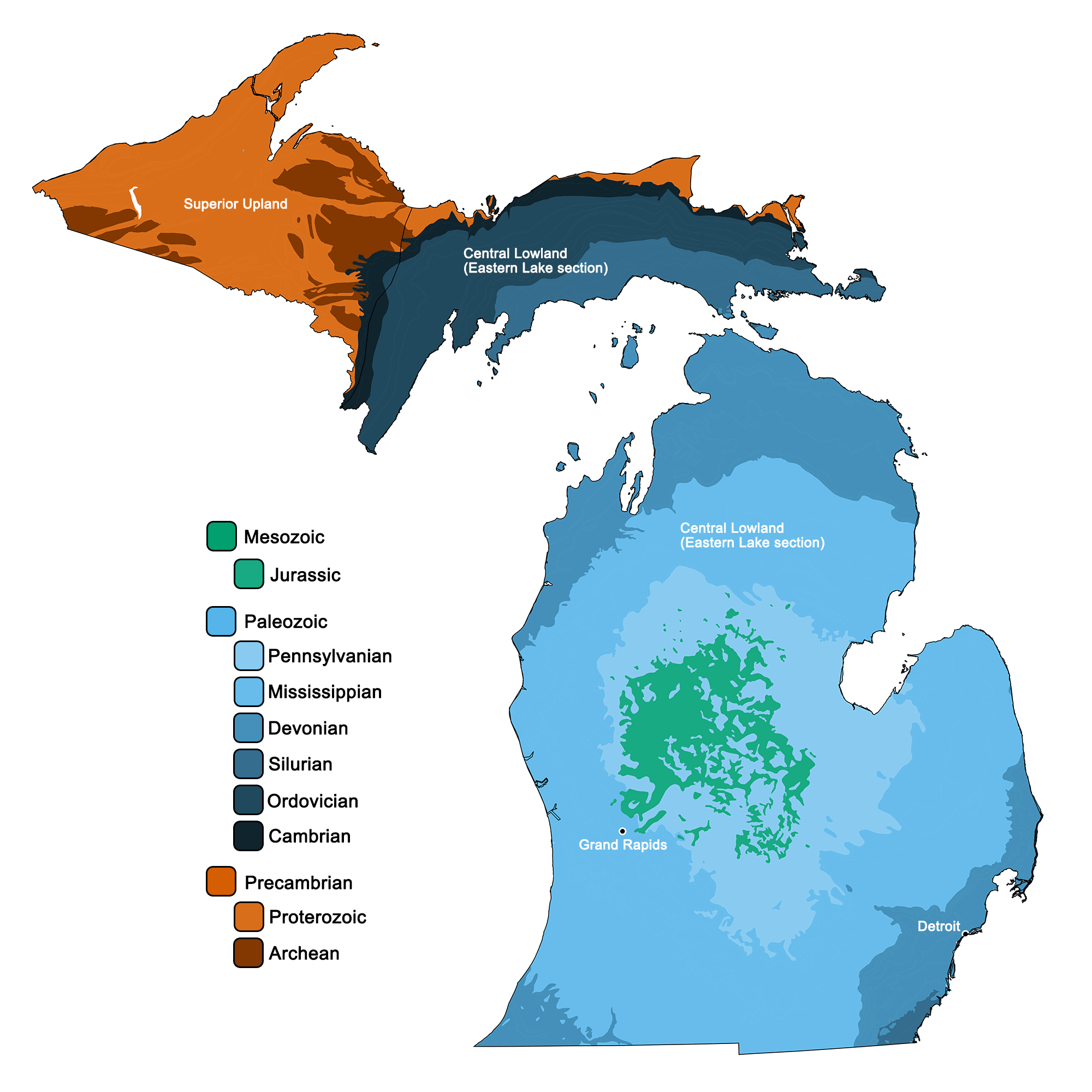 Geological Map Of Michigan - Daisy Elberta