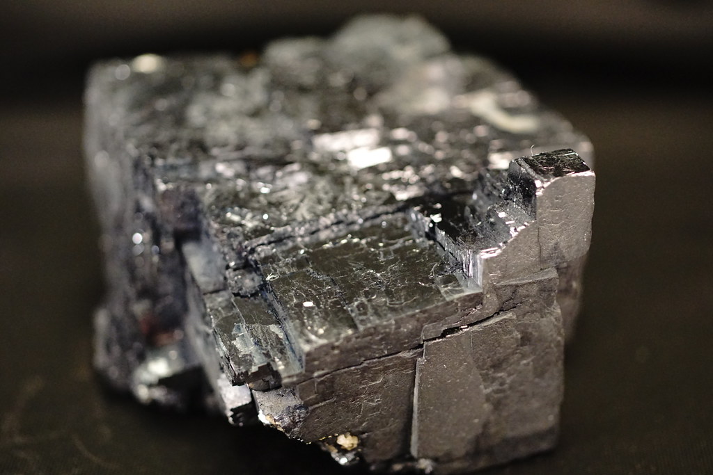 Photograph of a sample of the mineral galena.